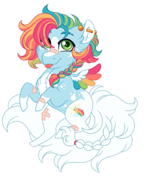 Size: 1024x1257 | Tagged: safe, artist:azure-art-wave, derpibooru import, oc, oc:lucky charm, pegasus, pony, bandaid, chibi, colored wings, female, mare, multicolored wings, simple background, solo, tongue, tongue out, transparent background, wings