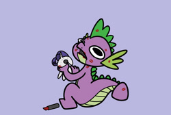 Size: 2047x1373 | Tagged: safe, artist:ewoudcponies, derpibooru import, rarity, spike, dragon, creepy, lipstick, male, plushie, simple background, solo