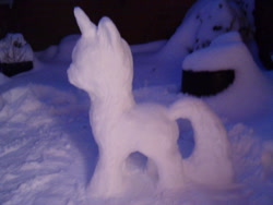 Size: 640x480 | Tagged: artist needed, safe, derpibooru import, cold, ice, irl, netherlands, night, photo, snow, snow sculpture, snowpony, white, winter