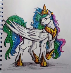 Size: 1805x1856 | Tagged: safe, artist:angelwingsmlpfim, derpibooru import, princess celestia, alicorn, pony, female, mare, sketchbook, solo, traditional art