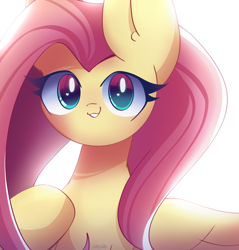 Size: 2200x2300 | Tagged: safe, artist:miryelis, derpibooru import, fluttershy, pegasus, pony, big ears, big eyes, colored lineart, cute, ears, glowing, heart, heart eyes, long hair, looking at you, shyabetes, signature, simple background, smiling, smiling at you, solo, white background, wingding eyes, wings
