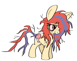 Size: 612x489 | Tagged: safe, artist:muffinz, derpibooru import, oc, oc only, oc:optic nerve, earth pony, pony, anatomy, big ears, colored, ears, female, filly, flat colors, foal, messy hair, messy mane, nerve, ponified, quadrupedal, red eyes, simple background, solo, species swap, transparent background