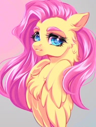 Size: 1548x2048 | Tagged: safe, artist:cabbage-arts, derpibooru import, fluttershy, pegasus, pony, chest fluff, female, gradient background, mare, solo