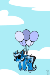Size: 800x1200 | Tagged: safe, artist:starcasteclipse, derpibooru import, oc, oc only, oc:starcast, bat pony, pony, animated, balloon, commission, floating, solo, ych result