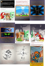 Size: 3850x5620 | Tagged: safe, artist:askbritanniamlp, derpibooru import, king sombra, oc, oc:breatannea, oc:britannia, oc:coffee talk, oc:merriweather, bird, parrot, pony, absurd resolution, crystal heart, female, mare, spear, weapon