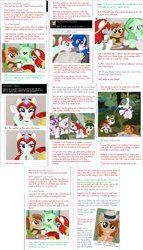 Size: 3305x5771 | Tagged: safe, artist:askbritanniamlp, derpibooru import, fleur-de-lis, oc, oc:bretannea, oc:britannia, oc:coffee talk, oc:merriweather, bird, parrot, pony, absurd resolution, baby, baby pony, female, filly, filly guides, foal, mare, scout uniform