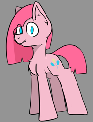 Size: 1012x1318 | Tagged: safe, artist:cotarsis, derpibooru import, pinkie pie, earth pony, pony, chest fluff, ear fluff, ears, fangs, gray background, looking at you, pinkamena diane pie, simple background, sketch, smiling, smiling at you, solo
