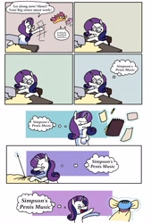 Size: 2772x4096 | Tagged: safe, artist:punkittdev, derpibooru import, scootaloo, sweetie belle, earth pony, pegasus, pony, unicorn, annoyed, comic, dialogue, glasses, hand, sewing machine, singing, vulgar