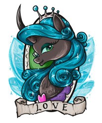 Size: 1170x1418 | Tagged: safe, artist:thurder2020, derpibooru import, queen chrysalis, reversalis, changeling, mirror universe, simple background, solo, white background