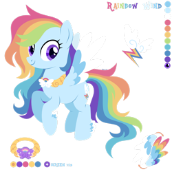 Size: 1920x1920 | Tagged: safe, artist:kabuvee, derpibooru import, oc, oc:rainbow wind, pegasus, pony, colored wings, female, mare, not rainbow dash, simple background, solo, transparent background, two toned wings, wings