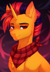 Size: 3000x4290 | Tagged: safe, artist:pesty_skillengton, derpibooru import, oc, oc:selest light, pony, unicorn, bust, male, portrait, solo, stallion