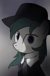 Size: 1120x1692 | Tagged: safe, derpibooru import, oc, oc:夜斓, earth pony, clothes, gray background, looking at you, necktie, simple background, solo, suit