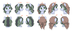 Size: 2800x1200 | Tagged: safe, artist:jewellier, derpibooru import, oc, oc only, oc:dusty soil, earth pony, pony, bust, clothes, cute, disembodied head, female, headscarf, mare, portrait, reference sheet, scarf, simple background, white background