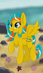 Size: 964x1652 | Tagged: safe, artist:annuthecatgirl, derpibooru import, oc, oc only, oc:ocean breeze, pegasus, beach, solo