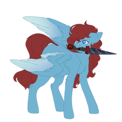 Size: 1280x1280 | Tagged: safe, artist:kazmuun, derpibooru import, oc, oc:sugarblade, pegasus, pony, female, knife, mare, mouth hold, simple background, solo, transparent background