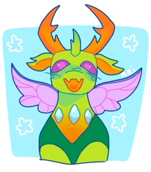 Size: 1098x1252 | Tagged: safe, artist:ariariari.png, derpibooru import, thorax, changedling, changeling, pony, happy, king thorax, looking at you, smiling, smiling at you, solo