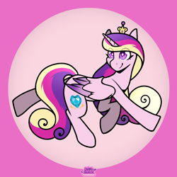 Size: 2894x2894 | Tagged: safe, artist:jellysketch, derpibooru import, princess cadance, alicorn, pony, bubble, in bubble, smiling, solo