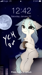 Size: 2160x3840 | Tagged: safe, artist:empress-twilight, derpibooru import, oc, pony, background, commission, ears, female, floppy ears, moon, mug, solo, your character here