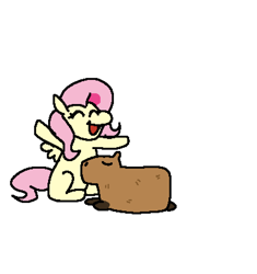 Size: 1536x1632 | Tagged: safe, artist:punkittdev, derpibooru import, fluttershy, capybara, pegasus, pony, cute, eyes closed, female, lying down, mare, open mouth, open smile, prone, simple background, sitting, smiling, solo, spread hooves, still frame, transparent background