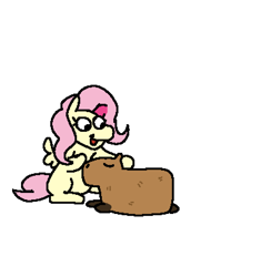 Size: 1536x1632 | Tagged: safe, artist:punkittdev, derpibooru import, fluttershy, capybara, pegasus, pony, cute, eyes closed, female, lying down, mare, open mouth, open smile, petting, prone, simple background, sitting, smiling, solo, still frame, transparent background