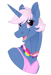 Size: 1453x2129 | Tagged: safe, artist:alissa1010, derpibooru import, oc, oc only, oc:azure/sapphire, pony, unicorn, bowtie, crossdressing, genderfluid pride flag, pansexual pride flag, pride, pride flag, simple background, solo, transparent background