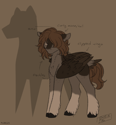 Size: 1546x1668 | Tagged: safe, artist:susiebees, derpibooru import, oc, oc only, pegasus, pony, chest fluff, clipped wings, coat markings, socks (coat marking), solo, tail, tail feathers, wings