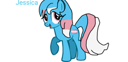 Size: 890x435 | Tagged: safe, derpibooru import, oc, oc only, oc:jessica, earth pony, pony, base used, blue coat, female, multicolored hair, multicolored tail, open mouth, open smile, pink eyes, pride, pride flag, simple background, smiling, solo, tail, text, trans female, transgender, transgender pride flag, white background