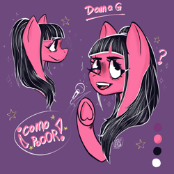 Size: 1752x1752 | Tagged: safe, artist:sizack, derpibooru import, oc, oc only, pony, bangs, color palette, colored, dama g, digital art, eyeliner, eyeshadow, fanart, hoof heart, interrogation, makeup, ponysona, signature, simple background, solo, speech bubble, stars, underhoof