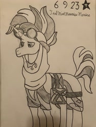 Size: 3024x4032 | Tagged: safe, artist:mlpfantealmintmoonrise, derpibooru import, hoo'far, pony, unicorn, g4, atg 2023, drawing, horn, male, marker, newbie artist training grounds, pen drawing, pencil drawing, signature, solo, stallion, traditional art