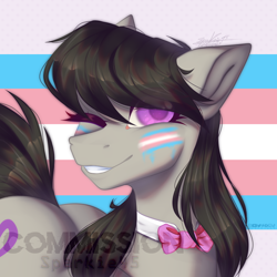 Size: 1000x1000 | Tagged: safe, artist:sparkie45, derpibooru import, octavia melody, earth pony, pony, commission, commission open, pride, pride flag, pride month, solo, transexual, transgender, transgender pride flag, ych example, ych result, your character here