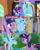 Size: 2458x3072 | Tagged: safe, derpibooru import, edit, edited screencap, editor:itsmgh1203, screencap, rainbow dash, twilight sparkle, twilight sparkle (alicorn), alicorn, pegasus, pony, 2 4 6 greaaat, all bottled up, season 7, season 8, season 9, the hearth's warming club, spoiler:s08, spoiler:s09, cute, dashabetes, duo, duo female, eyebrows, female, flying, friendship express, locomotive, mare, open mouth, open smile, raised eyebrow, school of friendship, smiling, spread wings, steam locomotive, text, train, train station, wings