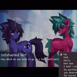 Size: 2048x2048 | Tagged: safe, artist:sleepymist, derpibooru import, oc, oc only, oc:mist avalon, earth pony, unicorn, dating sim