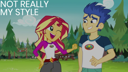 Size: 1920x1080 | Tagged: safe, derpibooru import, edit, edited screencap, editor:quoterific, screencap, flash sentry, sunset shimmer, equestria girls, legend of everfree