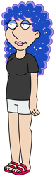 Size: 2613x8424 | Tagged: safe, artist:threetwotwo32232, derpibooru import, princess luna, human, clothes, family guy, female, humanized, shirt, shorts, simple background, solo, style emulation, t-shirt, transparent background
