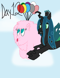 Size: 3000x3884 | Tagged: safe, artist:ktd1993, derpibooru import, queen chrysalis, oc, oc:fluffle puff, pony, canon x oc, chrysipuff, duo, female, lesbian, shipping