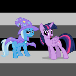 Size: 500x500 | Tagged: artist needed, safe, derpibooru import, trixie, twilight sparkle, twilight sparkle (alicorn), alicorn, female, lesbian, pride, pride flag, shipping, twixie