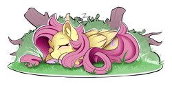 Size: 2000x1000 | Tagged: safe, artist:starcasteclipse, derpibooru import, fluttershy, pegasus, pony, blushing, colored hooves, ear blush, ear fluff, ear tufts, ears, female, lying down, mare, prone, simple background, sleeping, smiling, solo, transparent background, wing blush