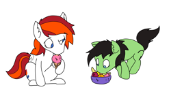 Size: 3400x1875 | Tagged: safe, artist:ponny, derpibooru import, oc, oc:anon filly, oc:silverfoot, earth pony, female, filly, foal, food, ice cream, ice cream cone, licking, simple background, tongue, tongue out, white background