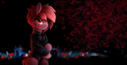 Size: 3500x1800 | Tagged: safe, artist:rainbowfire, derpibooru import, oc, oc only, earth pony, pony, business, business suit, businessmare, city, clothes, evil, female, injured, jacket, jewelry, john wick, looking at you, mare, night, raised hoof, raised leg, red eyes, serious, solo, tree