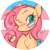 Size: 420x420 | Tagged: safe, artist:onionpwder, derpibooru import, part of a set, fluttershy, pegasus, pony, female, icon, mouthpiece, pride, pride flag, solo, transgender, transgender pride flag, wingless