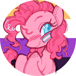 Size: 420x420 | Tagged: safe, artist:onionpwder, derpibooru import, part of a set, pinkie pie, earth pony, pony, icon, mouthpiece, nonbinary, nonbinary pride flag, pride, pride flag, solo, transgender, transgender pride flag