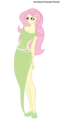 Size: 1000x2000 | Tagged: safe, artist:margaritaenot, derpibooru import, fluttershy, human, equestria girls 10th anniversary, equestria girls, breasts, cleavage, clothes, dress, female, simple background, solo, white background