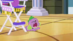 Size: 3072x1727 | Tagged: safe, derpibooru import, screencap, spike, spike the regular dog, dog, dance magic, equestria girls, spoiler:eqg specials, canterlot high, eyes closed, open mouth, solo, yawn