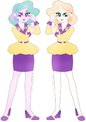 Size: 562x788 | Tagged: safe, artist:lavender-doodles, derpibooru import, princess celestia, principal celestia, human, equestria girls, clothes, female, looking at you, pencil skirt, simple background, skirt, sun, transparent background