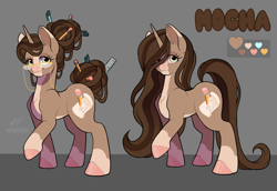 Size: 3183x2196 | Tagged: safe, artist:peepingtom, derpibooru import, oc, oc:mocha, unicorn, character design, female, glasses, long mane, long tail, mare, mechanical pencil, meganekko, pencil, reference sheet, ruler, solo, tail