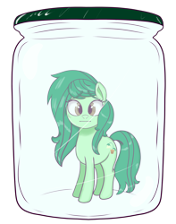 Size: 3744x4761 | Tagged: safe, artist:realgero, derpibooru import, wallflower blush, earth pony, pony, :|, equestria girls ponified, jar, lewd container meme, looking at you, ponified, pony in a bottle, simple background, solo, species swap, transparent background