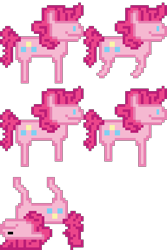 Size: 640x960 | Tagged: safe, artist:awesomebrony, derpibooru import, pinkie pie, earth pony, pony, dead, female, flipped, hooves, jumping, mare, pixel art, pixelated, simple background, smiling, solo, sprite, sprite sheet, standing, transparent background