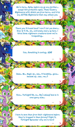 Size: 2045x3483 | Tagged: safe, derpibooru import, princess luna, spike, twilight sparkle, twilight sparkle (alicorn), alicorn, dragon, pony, claws, crown, dialogue, dialogue box, english, event, female, folded wings, gameloft, horn, jewelry, male, mare, mobile game, my little pony: magic princess, official, regalia, speech bubble, spread wings, text, wings