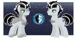 Size: 4000x1989 | Tagged: safe, artist:dixieadopts, derpibooru import, oc, oc only, oc:night shield, pony, unicorn, armor, male, solo, stallion