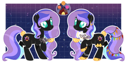 Size: 4000x1976 | Tagged: safe, artist:dixieadopts, derpibooru import, oc, oc only, oc:midnight carnival, earth pony, pony, female, mare, solo